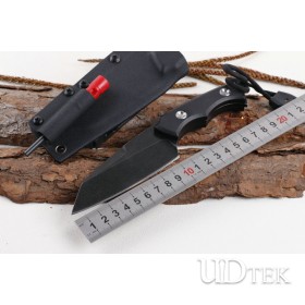 Military version full tang small straight survival knife (stone washing) with fire starter and whistle UD405164